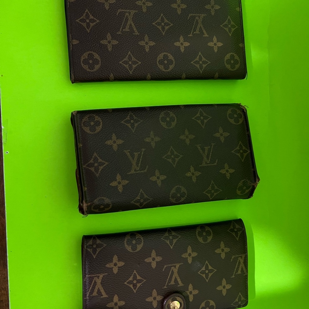 Lot of 3 Brown Monogram Canvas Wallets as pictured